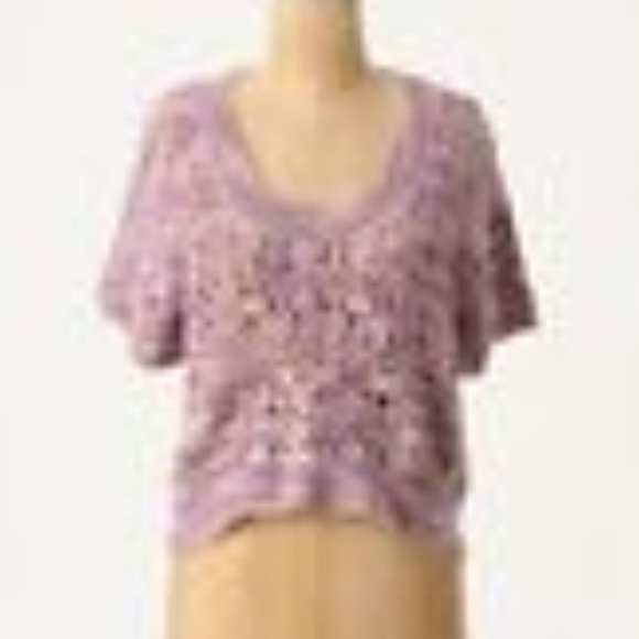 Anthropologie Augden Hydrangea Crop Sweater Alpaca Yarn Large NWT - Picture 2 of 8